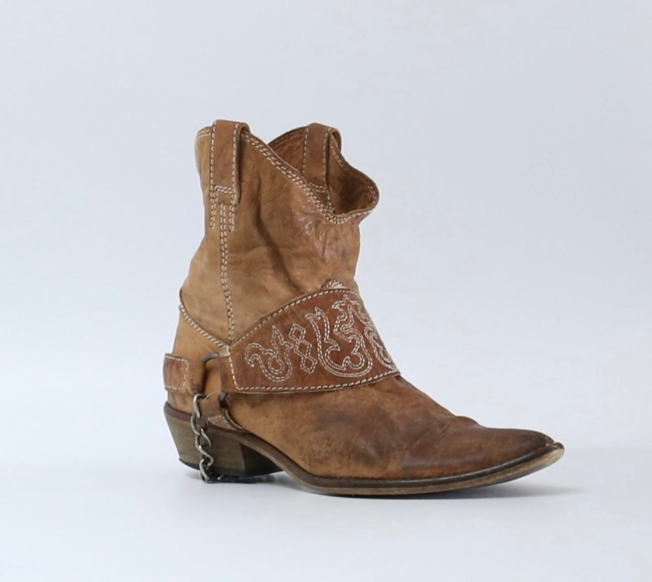 Bota cowboy baixa couro - Zara