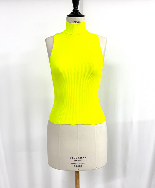 Regata gola alta canelada amarelo fluorescente - Zara